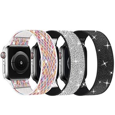 Imagem de ENJINER Pulseiras de nylon elástico compatíveis com Apple Watch séries Ultra 2 de 38 mm, 40 mm, 41 mm, 42 mm, 44 mm, 45 mm, 46 mm, 49 mm, 49 mm, 3C 38/40/41 mm, P