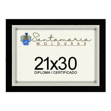 Imagem de 2X Moldura Porta Diploma Certificado A4 21X30 Preto Liso