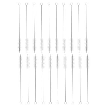Imagem de HARFINGTON Conjunto de escovas de limpeza de palha, aço inoxidável 304 de comprimento e cerdas de nylon para garrafa de água, tubos de copo de canudo de silicone, branco (15 mm OD, conjunto de 20