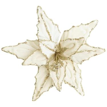 Imagem de XLWLLNJ Centro de mesa de flores de Natal, guirlanda de casamento, enfeite de inverno para áreas internas e externas, decoração de casa e feriados, Ouro Branco