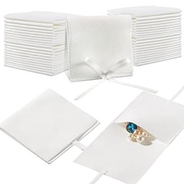 Imagem de Lothee 40 peças de microfibra bolsa de joias 8 x 8 cm embalagem de joias luxo pequenos sacos de presente gravata borboleta saco de microfibra para embalagem de colar de pulseira, estilo envelope com
