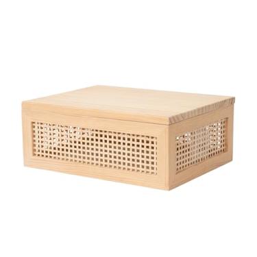 Imagem de HODAKJUE Caixa de madeira feita à mão com tampa, caixa multiuso realmente útil para armazenamento em casa e escritório, organizador decorativo