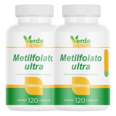 Imagem de Kit 2 Metilfolato Concentrado 1280mcg 240 Cápsulas - Vitamina B9 (Ácido Fólico Ativo) - Suplemento Alimentar em Cápsulas - Verde Cápsula