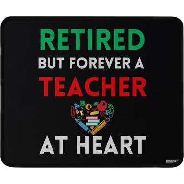 Imagem de Tapete de mouse para professor aposentado, preto antiderrapante para jogos com design de coração, 24 x 19 cm, lavável, base de borracha densa, escola de ensino