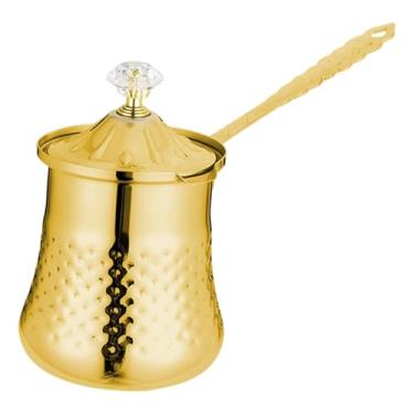 Imagem de Fenteer Cafeteira multifuncional em aço inoxidável com alça, para derreter chocolate, com bico anti-transbordamento, dourada, S