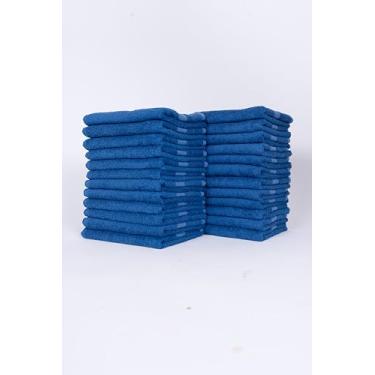 Imagem de Pacote com 24 toalhas de mão azuis premium para banheiro – 100% algodão fiado em anel 550 g/m2, 40,6 x 60,8 cm, toalhas de spa de hotel de luxo super absorventes ultra macias, secagem rápida
