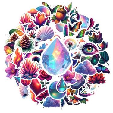 Imagem de 50 peças natureza, animais, fantasia, geometria, adesivos coloridos, cristal para mala, geladeira, telefone, bagagem, laptop, guitarra, carro, adesivo, brinquedos, faça você mesmo, telefone, guitarra