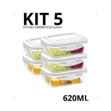 Imagem de Marmita de Vidro 620ml Potes Hermético KIT 10, 8, 6, 5, 4, 3, 2 e 1 Un