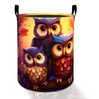 Imagem de Cesto de roupa suja fofo de coruja para meninos, meninas, crianças e adultos, cesto de armazenamento de roupas Oxford dobrável à prova d'água, organizador de animais da floresta para quarto, banheiro