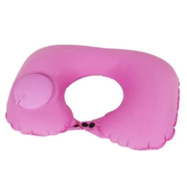 Imagem de Travesseiro De Viagem Avião Inflável Leve Portátil Pescoço Automática Inflável Cervical (ROSA)