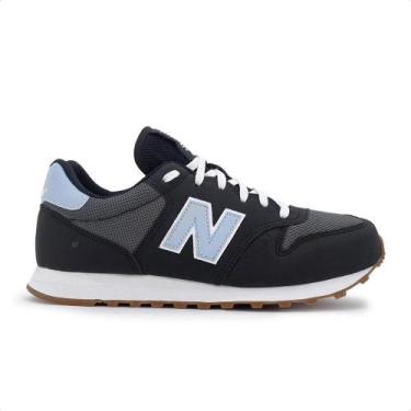 Imagem de Tênis New Balance 500 V2 Feminino, Preto, Azul claro, 39