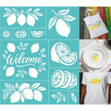 Imagem de GOMAKERER 2 folhas de estêncil de serigrafia, modelos de estênceis de impressão de limão, tela de seda autoadesiva reutilizável para pintura na parede, madeira, camiseta, tecido, decoração de