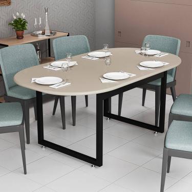 Imagem de Mesa De Jantar Oval Industrial Com Tampo 100% Mdf 137x90cm