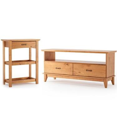 Imagem de Rack para Tv de até 55" e Aparador para Sala 100% Madeira Lisboa Carva