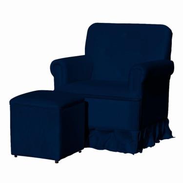 Imagem de Poltrona Para Amamentação Balanço E Puff Dandara Veludo Veludo Azul Marinho