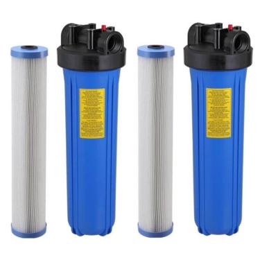 Imagem de 2 Filtro De água Bbi Big Blue 20 Com Cartucho Refil Plissado Lavavel Big20 Alta Vazão Cor Azul