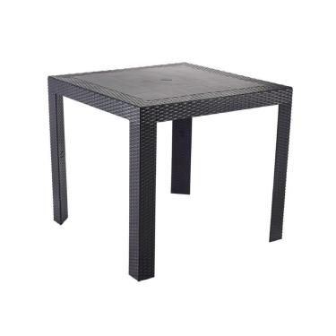Imagem de Mesa De Jantar Quadrada Ibiza 80 Cm (largura) Em Polipropileno Preto Com Tramas Simulando Rattan