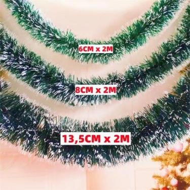 Imagem de Kit 2/5/10 Festão Natal Verde 2 Metros Decoração Arvore De Natal Fosco