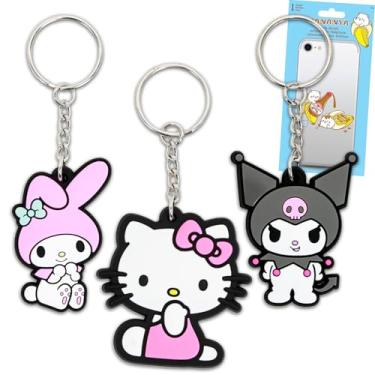 Imagem de Hello Kitty and Friends Keychains Set - Bundle with 3 Keychains Featuring Kuromi and My Melody Plus Decals | Hello Kitty and Friends Keyring Pack
