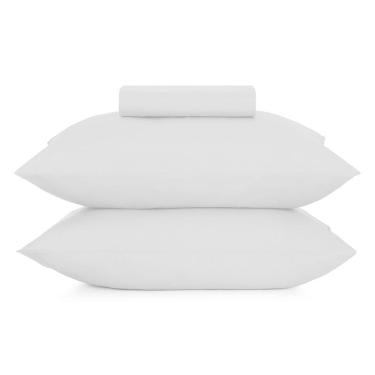 Imagem de Jogo Cama Simples Altenburg 3pc Liso Toque Acetinado Branco