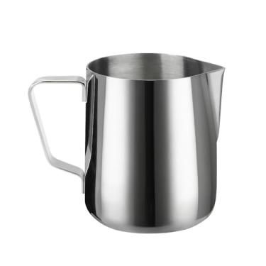 Imagem de Caneca em Aço Inox para Café e Leite, 350ml, Design Profissional com Medidor, Acabamento Polido, Alça Ergonômica, Ideal para Cozinha e Barista