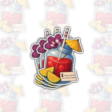 Imagem de 3 peças de adesivos de mídia de cultura celular tropical perfurador engraçado ciência laboratório tecnologia biologia pesquisa humor adesivos de presente cortado à prova d'água para laptop, garrafa de