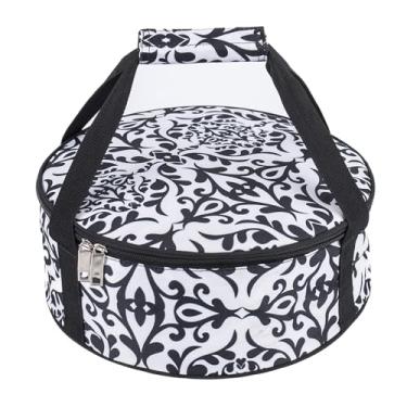 Imagem de Bolsa térmica redonda portátil com isolamento térmico para transporte de tortas e bolos para manter os alimentos quentes/frios/frescos para o almoço, reuniões de festas, churrascos, jantar na igreja