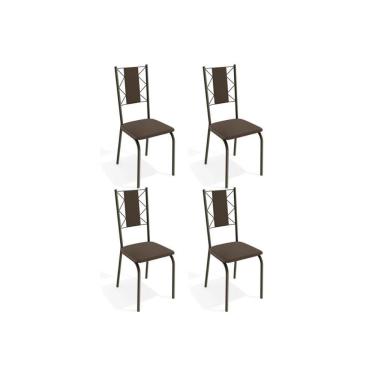 Imagem de Cadeira Sala de Jantar Lisboa 4C076 Kit 4 Un Bronze/Courano Marrom - Kappesberg