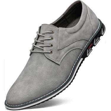 Imagem de Sapato social masculino casual, confortável, moderno, de couro macio de qualidade superior, sapato casual Oxford, Cinza, 41