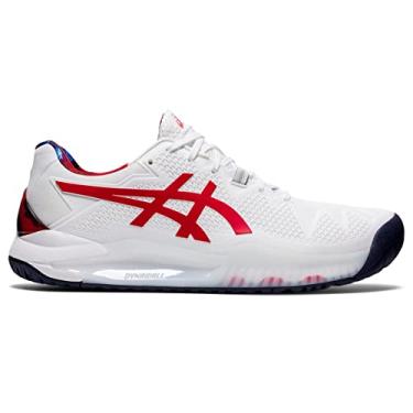Imagem de ASICS Tênis masculino Gel-Resolution 8 L.E. 39, branco/vermelho clássico, Branco, vermelho