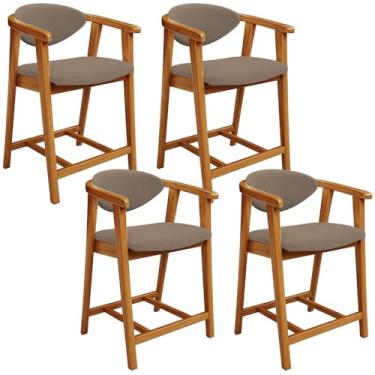 Imagem de Kit 04 Banquetas Baixa Cozinha Sala de Jantar Bancada Cecília L02 Bouclê Bege - Lyam Decor