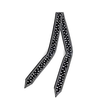 Imagem de Cachecol de seda 100% amoreira, 4,97 x 47,5 cm, fita de cabelo, bolsa de mão, cachecol para mulheres, Caveira preta e branca, 2*47in