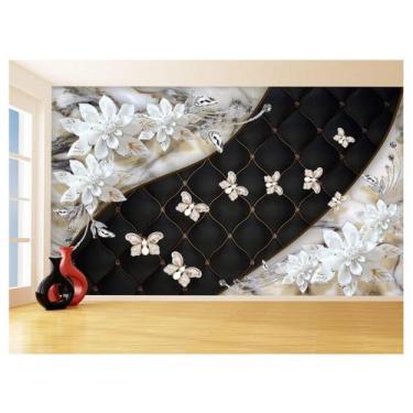 Imagem de Papel De Parede 3D Floral Textura Sala Flores 3,5M Xfl269 - Você Decor