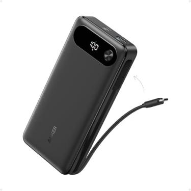 Imagem de Anker Power Bank, 20.000mAh Carregador Portátil para Notebook com Cabo USB-C Integrado, 3-Portas 87W Máx Carregamento Rápido, Compatível com MacBook, iPhone 16/15, Samsung, Switch e Mais