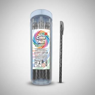 Imagem de Color Mix Canetas Esferográficas Spiro Espiral, Preto, Ponta 0.7mm, Kit com 24 Unidades