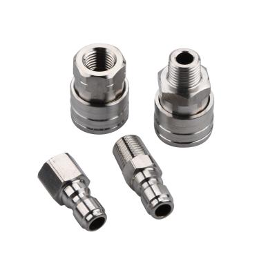 Imagem de CHICHIYANG 4 peças de aço inoxidável NPT 1/10.2 cm conectores de lavadora de pressão à prova de vazamento adaptadores máx. 5000 PSI para uso no jardim