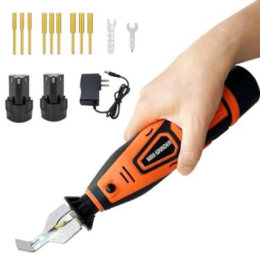 Imagem de EYSENC Afiador de motosserra sem fio, kit de afiação de motosserra elétrica portátil de alta velocidade, ferramenta elétrica e 3 tamanhos de afiador de motosserra diamante de alta dureza, laranja