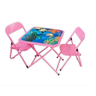 Imagem de Jogo De Mesa Infantil Com Duas Cadeiras Rosa (Caixa) - WRM