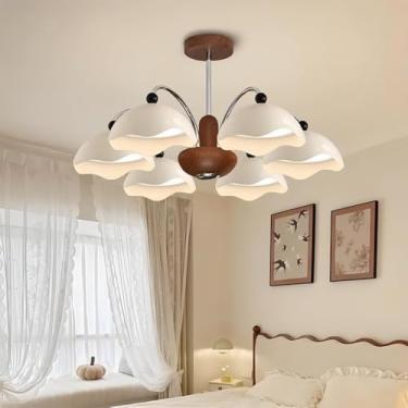 Imagem de Luminária pendente moderna e simples em estilo creme - Design inovador e criativo que cuida da visão | Ideal para mesas de jantar de restaurantes e balcões de bar (textura casca de ovo) (6 l