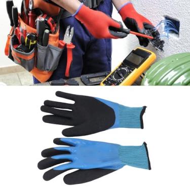 Imagem de Luvas de Eletricista Isoladas 1000 V Luvas de Trabalho Retardantes de Chamas, Design de Textura Antiderrapante de Borracha Elétrica para Eletricistas Evita Choques