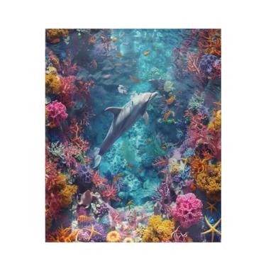 Imagem de ATTX Cobertor de microfibra de veludo com estampa de recifes de coral colorido - Cobertor de cama leve ultra macio para sofá, cama, 127 x 152 cm #536