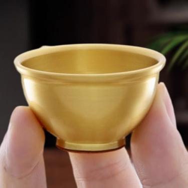 Imagem de FENNYYAR Copo de água benta de latão puro frontal de Buda doméstico, 4,7 cm 4,8 cm, faça oferendas a Buda God of Wealth Copo de purificação de água