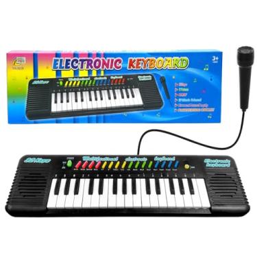 Imagem de Teclado Piano Infantil 32 teclas Teclado 37 Músicas Karaokê com Microfone Educativo