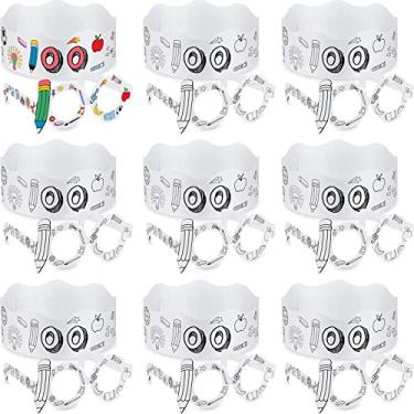 Imagem de Yilloog Pacote com 72 decorações para 100 dias de escola, incluindo 100º dia de escola, coroas de papel, chapéus e óculos de festa