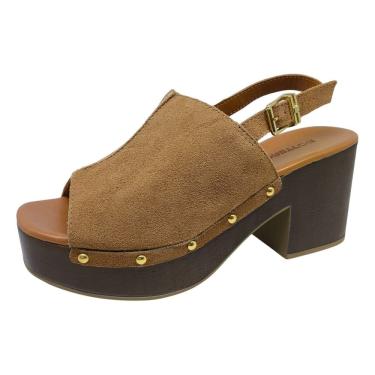 Imagem de Sandália Feminina Plataforma Alta Couro Conforto Bottero