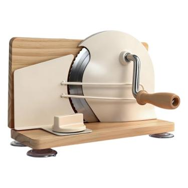 Imagem de Fenteer Fatiador de pão manual para pão de fermentação caseiro, com manivela e espessura ajustável, Bege