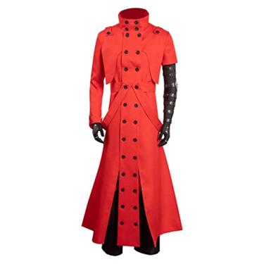 Imagem de Deboyar Fantasia masculina anime cosplay trench coat luvas cinto acessórios vermelho traje adulto espião uniforme terno, Vermelho, M