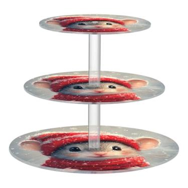 Imagem de CEBUGI Suporte de cupcake de 3 camadas, suporte redondo para bolo, torre, bandeja de servir em camadas de acrílico para chá, chá de bebê, casamento e mais