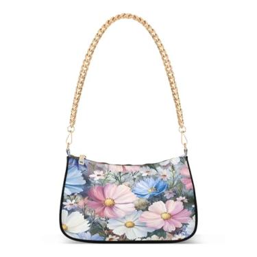 Imagem de CEBUGI Bolsas transversais femininas bolsa de ombro flores bolsa clutch elegante com alça de corrente