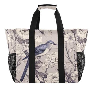 Imagem de Wassud Sacolas de compras reutilizáveis para pássaros, bolsa grande, impermeável, organizadora de lona para praia, piquenique, lavanderia, viagem